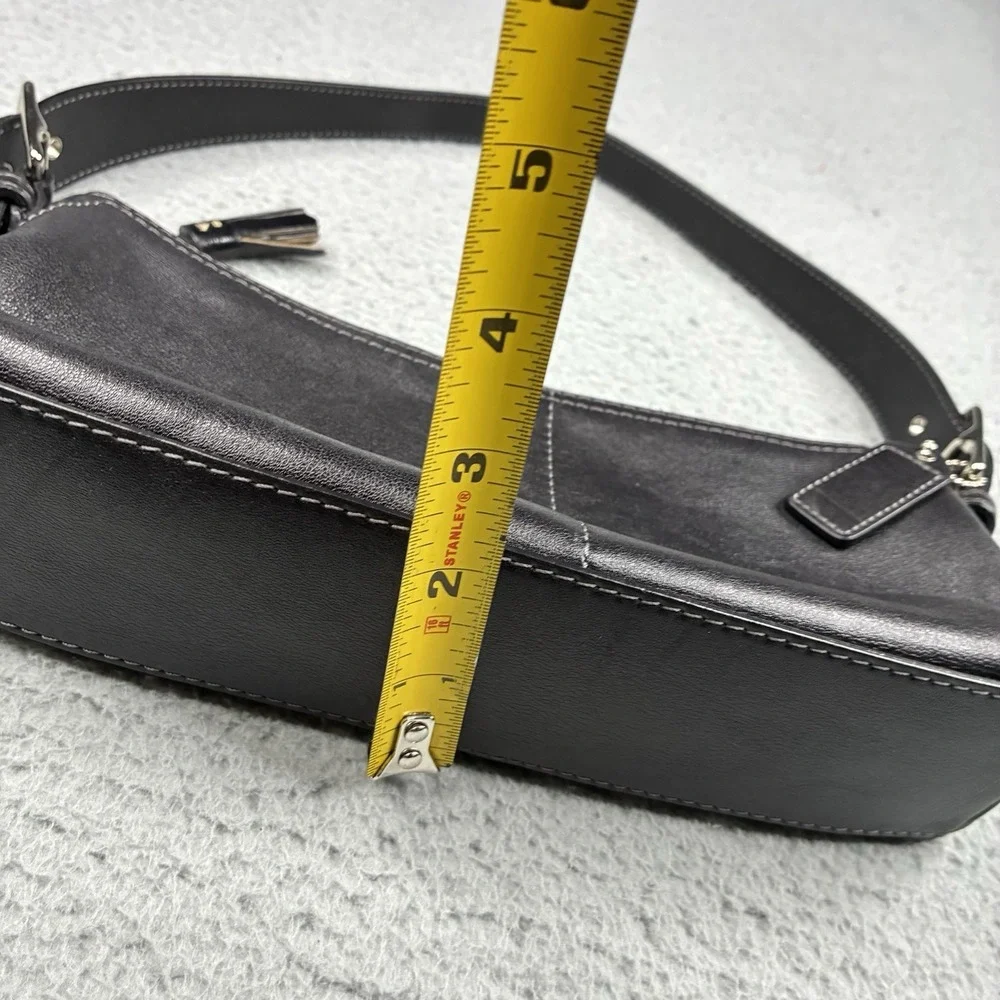Vintage Coach Hamptons Demi 7461 Black Leather Baguette Shoulder Bag Y2K